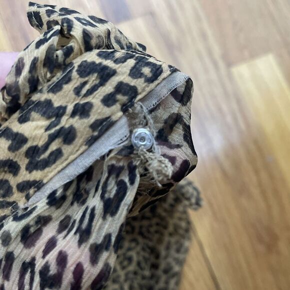 J.CREW Ruffle Button-up Shirt in Leopard-print Crinkle Chiffon CF437 Size 0 READ - Picture 9 of 13
